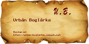 Urbán Boglárka névjegykártya